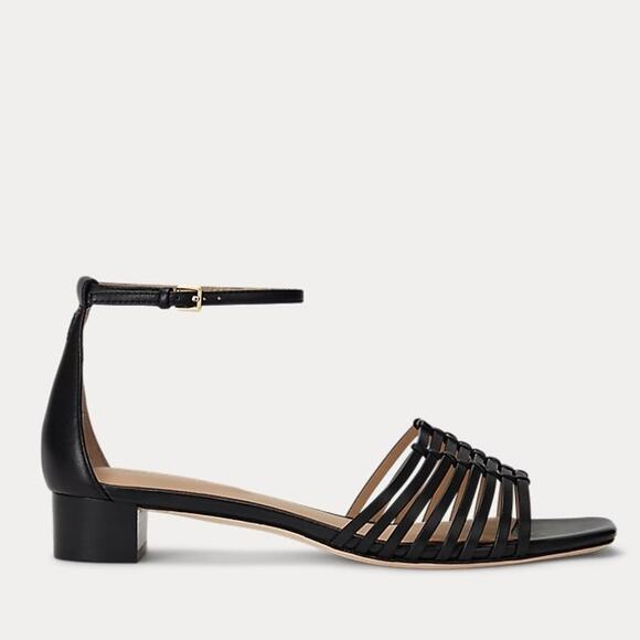 Lauren Ralph Lauren Women's Fionna Burnished Leather Sandals Size 8 - Picture 1 of 10